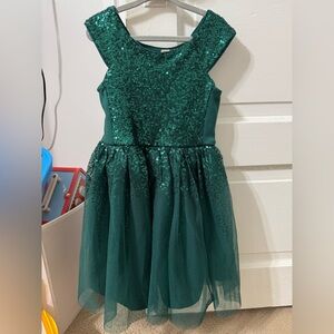 Girls XS 4/5 Cat & Jack Sparkling Green Kids Holiday Christmas Dress